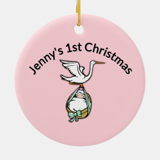 Ornament for Baby Girls First Christmas (Back)