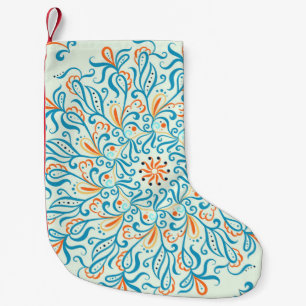 Ornament for ceramic tile. Abstract pattern. Small Christmas Stocking