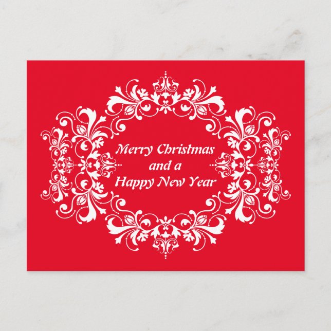 Ornament Frame white + your text & ideas Holiday Postcard (Front)