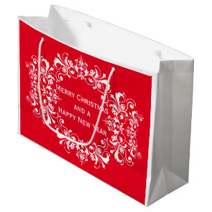 Ornament Frame white + your text & ideas Large Gift Bag