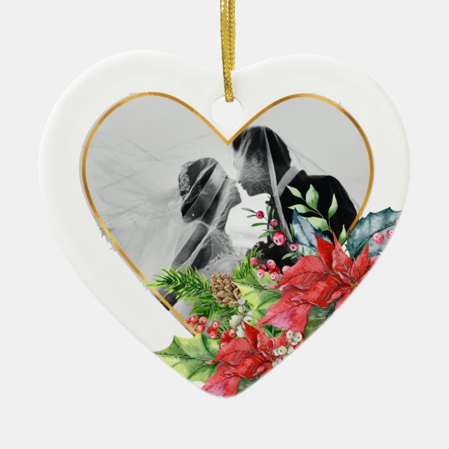 Ornament gold hearts frame watercolor tree (Front)