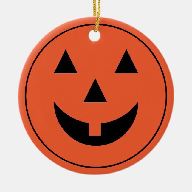 Ornament-Halloween Pumpkin Face Ceramic Tree Decoration (Front)