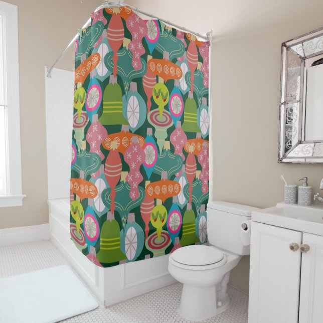 Ornament Jumble Shower Curtain (In Situ)