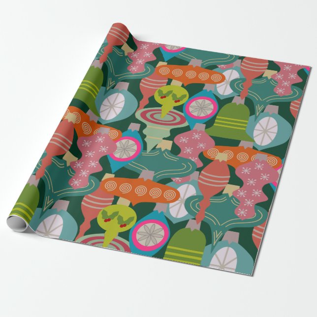 Ornament Jumble Wrapping Paper (Unrolled)