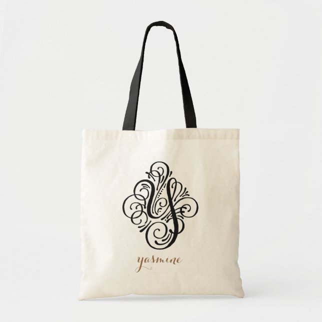 Ornament Monogram Swash Personalised Initial "Y" Tote Bag (Front)