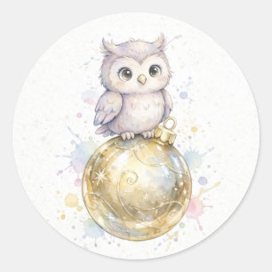 Ornament Owl Christmas Classic Round Sticker