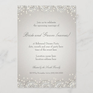 Ornament & Pearls Wedding Rehearsal Dinner Invitation