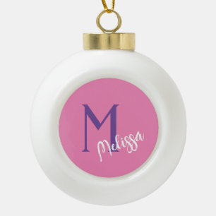 Ornament pink monogram name personalise minimal