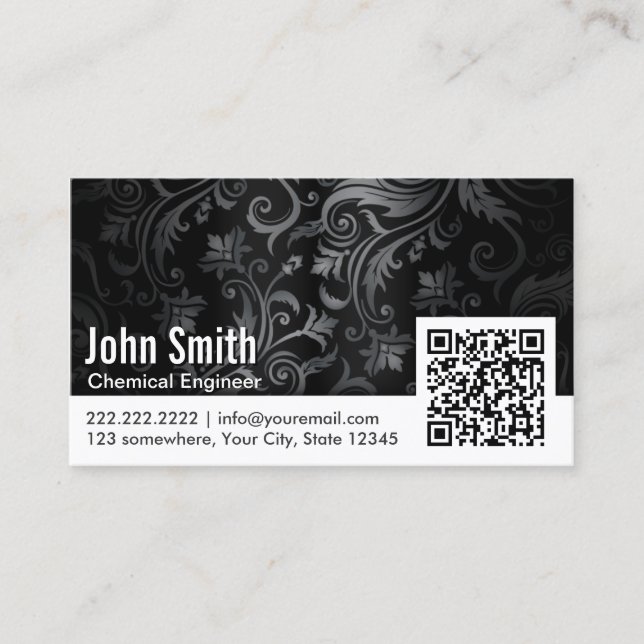 Ornament QR Code Chemical Engineer Business Card (Front)