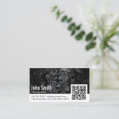 Ornament QR Code Photographer Business Card (Standing Front)