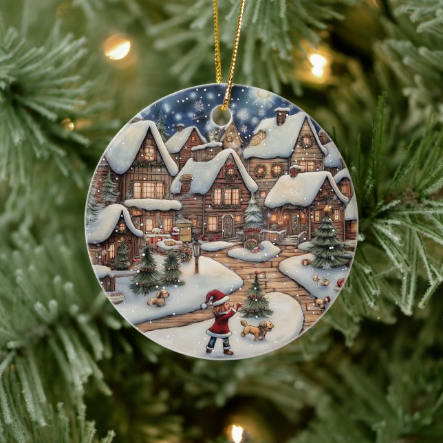 Ornament Snowy Christmas Village (Tree)