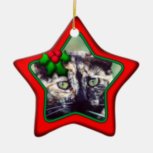 Ornament, Star, Double Sided Photo Ceramic Tree Decoration
