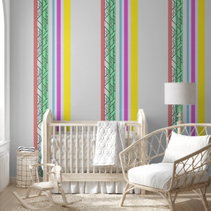 ornament strips colourful wallpaper