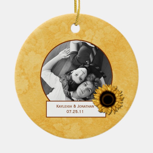 Ornament Sunflower Photo Wedding Keepsake (Front)