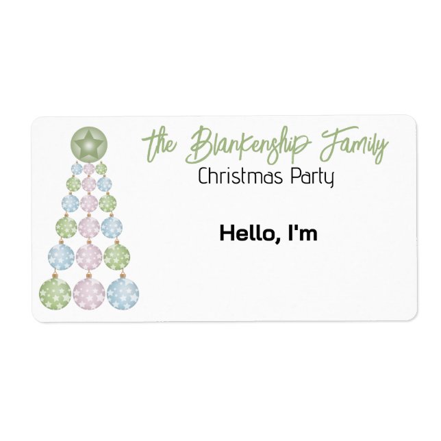 Ornament Tower Christmas Tree Paper Name Tag (Front)