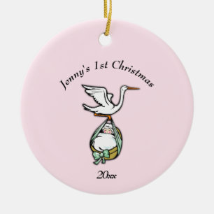 Ornament Twins a Pink and Blue Side w Names / Year