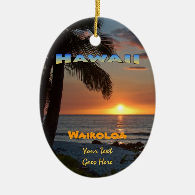Ornament: Waikoloa Sunset #1 (Oval) Ceramic Tree Decoration (Front)