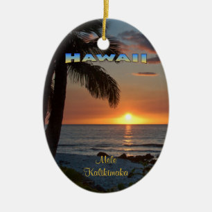 Ornament: Waikoloa Sunset #1 (Oval) Ceramic Tree Decoration