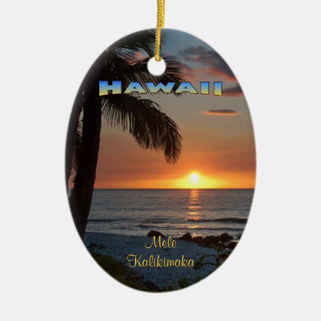 Ornament: Waikoloa Sunset #1 (Oval) Ceramic Tree Decoration (Front)