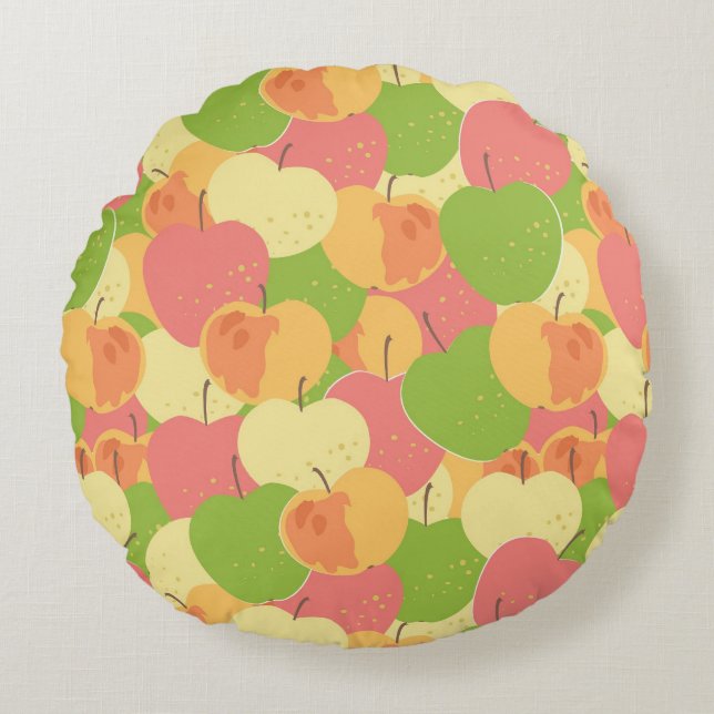 Ornament With Apples Round Cushion (Front)