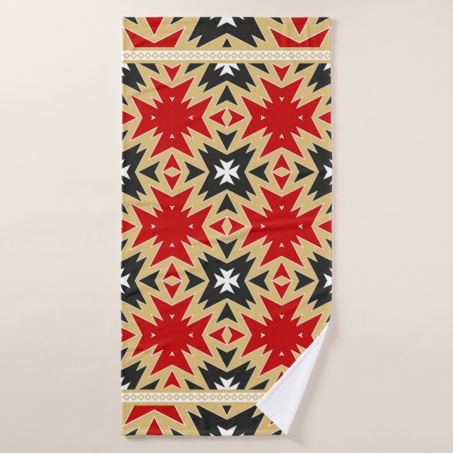 Ornament With Geometric Colourful Pattern,  Silk N Bath Towel (Bath Towel)
