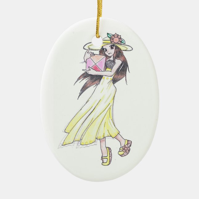 Ornament with girl in yellow dress (Front)
