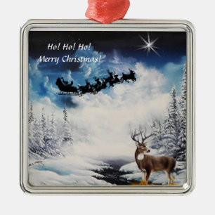 Ornament with santa reindeer and buck winter