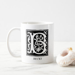 Ornamental Alphabet Letter B Monogrammed Coffee Mug