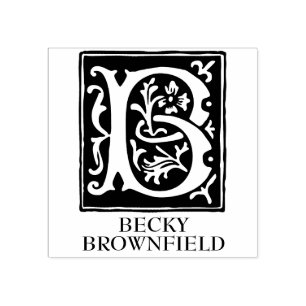 Ornamental Alphabet Letter B Monogrammed Rubber Stamp