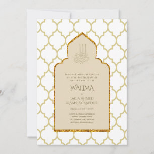 Ornamental Bilingual WALIMA Nikah Muslim Wedding Invitation