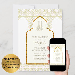 Ornamental Bilingual WALIMA Nikah Muslim Wedding Invitation