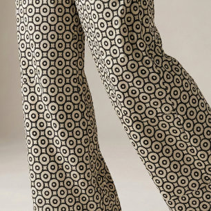 Ornamental Black & Beige Geometric Pattern Fabric