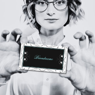 Ornamental Black White Sparkling Diamonds Ornate Business Card