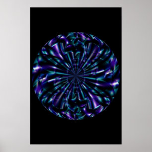 Ornamental   Blue and Purple Fractal Art Poster
