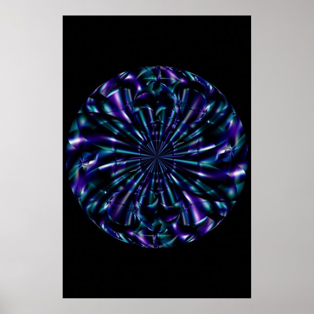 Ornamental | Blue and Purple Fractal Art Poster (Front)