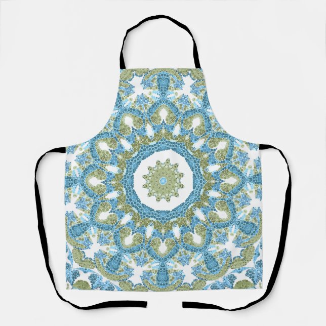 ornamental blue green white decor decoration apron (Front)