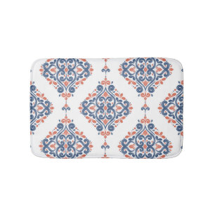 Ornamental Blue Orange: Vintage Seamless Bath Mat