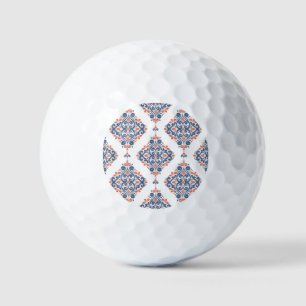 Ornamental Blue Orange: Vintage Seamless Golf Balls