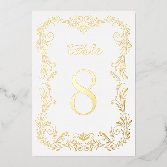 Ornamental Boho floral sketch border Table Numbers (Front)