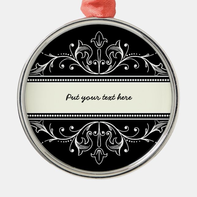 Ornamental border black white custom ornament (Front)
