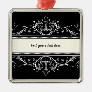 Ornamental border black white custom ornament