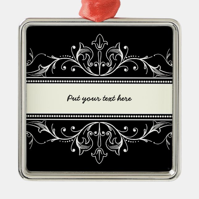 Ornamental border black white custom ornament (Front)