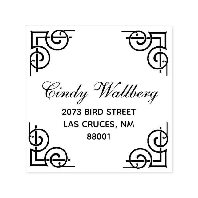 Ornamental Border Custom Name Address Mailing Self Self-inking Stamp (Design)