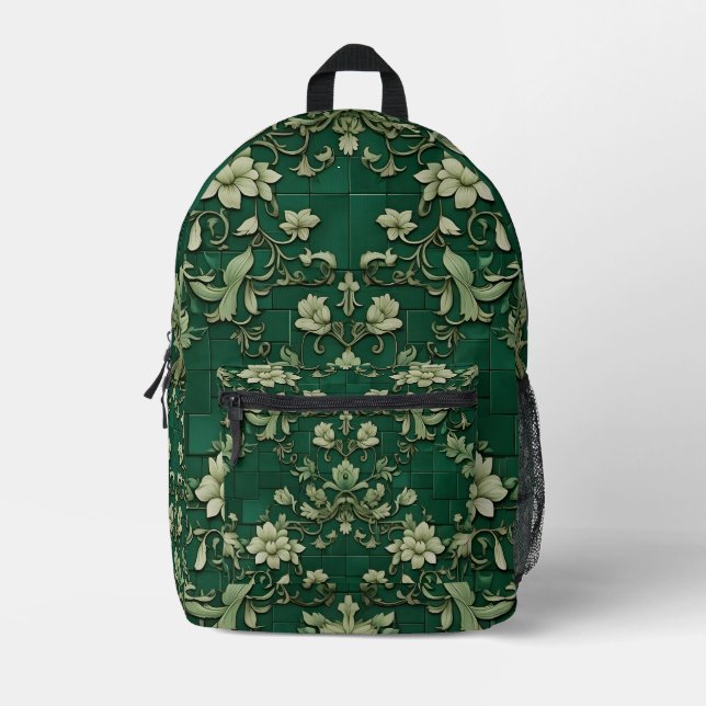 Ornamental Botanical Pattern Printed Backpack (Front)