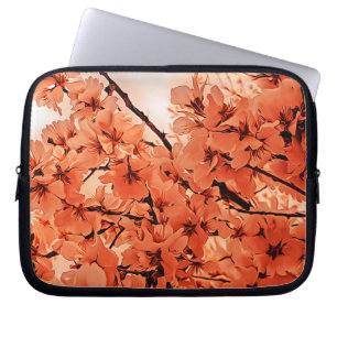 Ornamental Cherry Branches Orange Stylised Laptop Sleeve