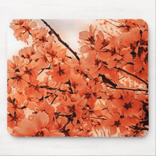 Ornamental Cherry Branches Orange Stylised Mouse Pad