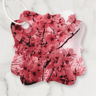 Ornamental Cherry Branches Pink Stylised Favour Tags