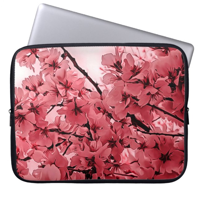 Ornamental Cherry Branches Pink Stylised Laptop Sleeve (Front)