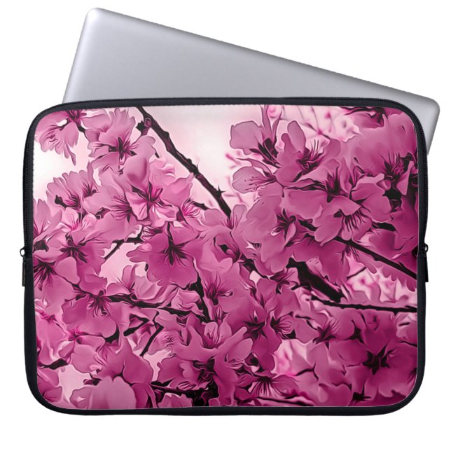 Ornamental Cherry Branches Purple Stylized Laptop Sleeve (Front)