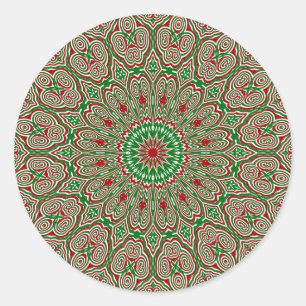 Ornamental Christmas Mandala 2 Classic Round Sticker